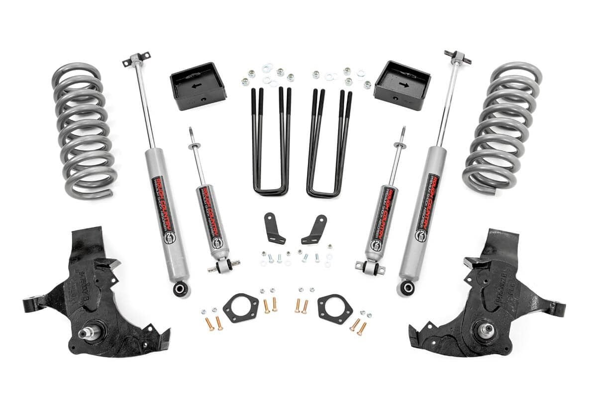 GMC C1500 Suspension Lift Kit - Rough Country - 6-Inch Lift, Premium N3 Shocks - Metallic Silver - '88-'99